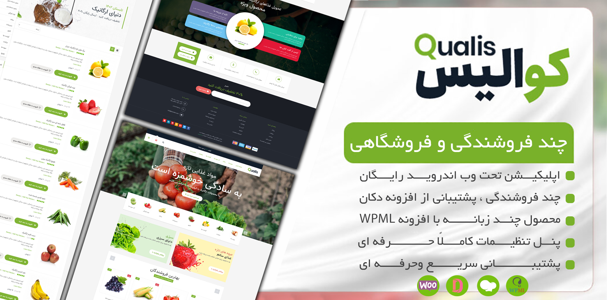 قالب فروشگاه مواد غذایی ارگانیک، قالب Qualis - راست چین
